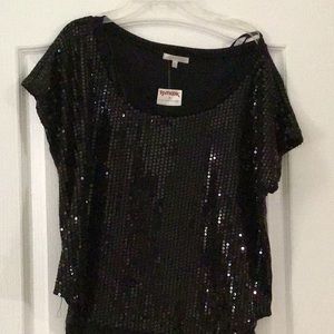NWT Black sequin top size L